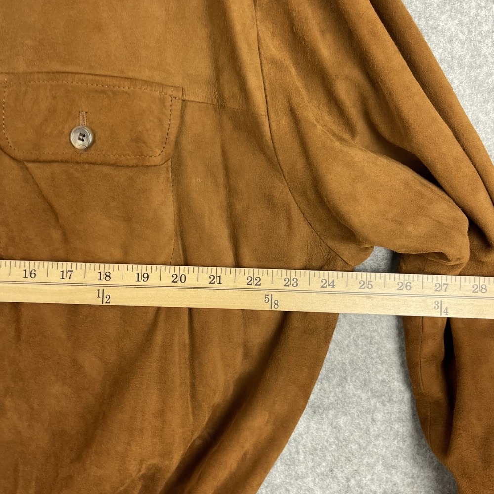 VTG Ralph Lauren Suede Leather Pullover‎ Womens 12 Brown Quiet Luxury 80s 90s - Picture 5 of 16